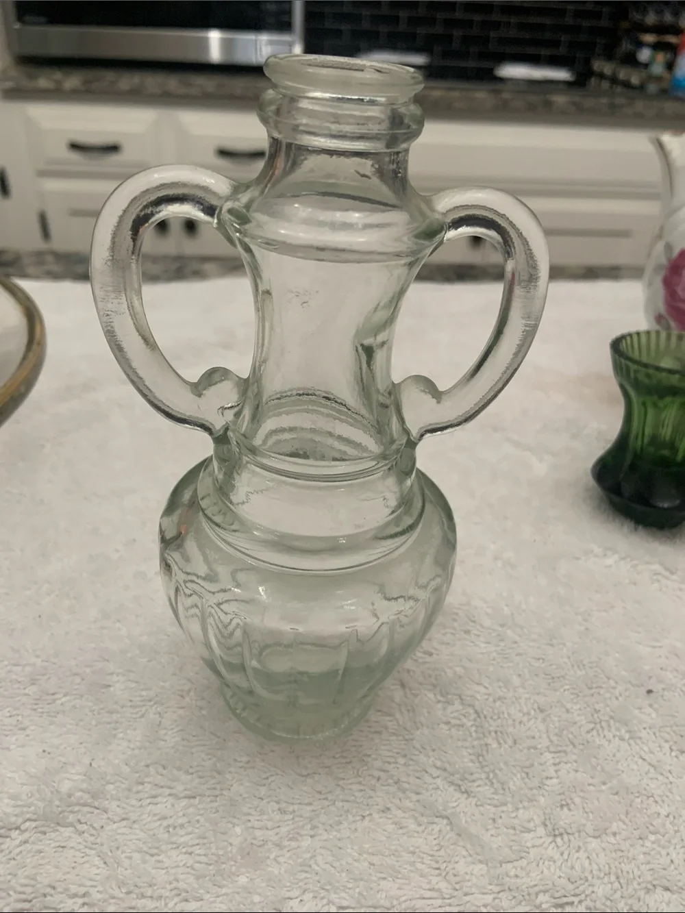 Avon Pale Green Double-Handled Glass Vase